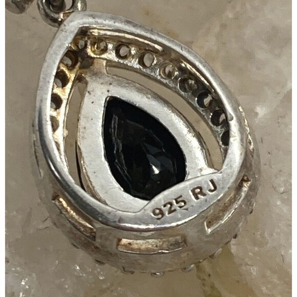 Vintage RJ Cubic Zirconia CZ Sterling‎ 925 Silver Pendant 18'' Chain Necklace 3g - Picture 5 of 8